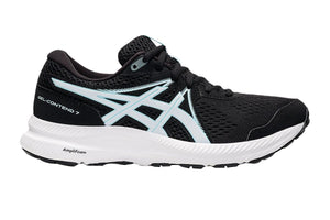 NNEKG Womens Gel Contend 7 Running Shoes (Black Clear Blue Size 8H)