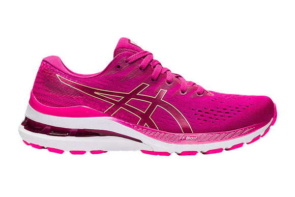 NNEKG Womens Gel Kayano 28 Running Shoes (Fuchsia Red Pink Glo Size 7H)