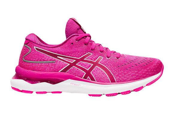 NNEKG Womens Gel Nimbus 24 Running Shoes (Fuchsia Red White Size 7H)