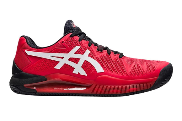 NNEKG Mens Gel Resolution 8 Clay Tennis Shoes (Electric Red White Size 8 US)