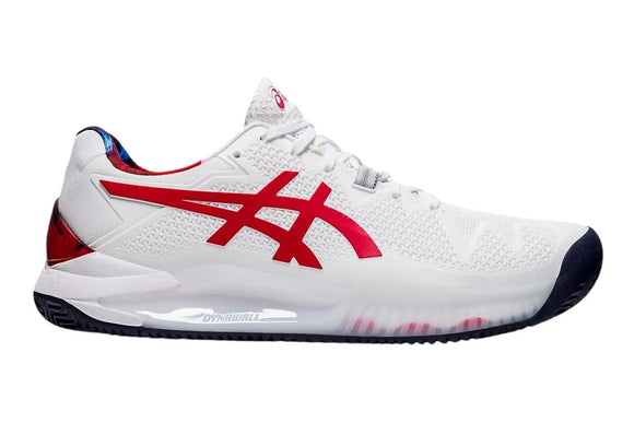 NNEKG Mens Gel Resolution 8 Clay Novak Pack Tennis Shoes (White Classic Red Size 8 US)