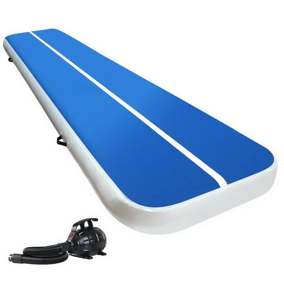 NNEDSZ 4X1M Inflatable Air Track Mat 20CM Thick with Pump Tumbling Gymnastics Blue