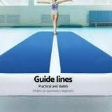 NNEDSZ 6X1M Inflatable Air Track Mat 20CM Thick with Pump Tumbling Gymnastics Blue