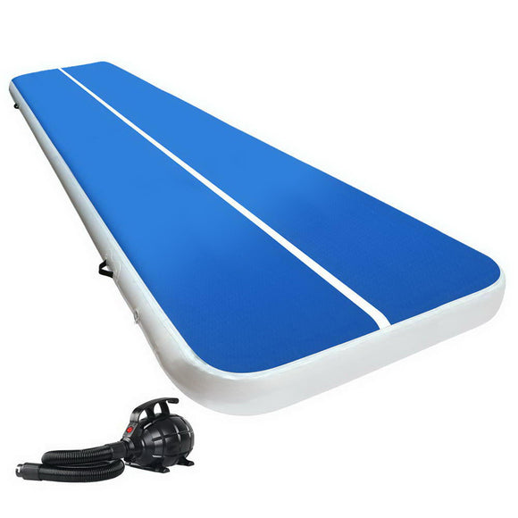 NNEDSZ 6X2M Inflatable Air Track Mat 20CM Thick with Pump Tumbling Gymnastics Blue