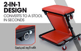 NNEMB 2in1 Mechanics Folding Creeper Stool for Home Garage-Red