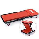 NNEMB 2in1 Mechanics Folding Creeper Stool for Home Garage-Red