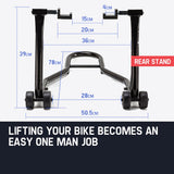 NNEMB Motorcycle Stands Front & Rear Heavy-Duty Motorbike Lift Paddock Steel