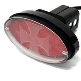 NNEMB Novelty Tow-bar / Trailer Hitch Cover-Red Oval Brakelight Iron Cross