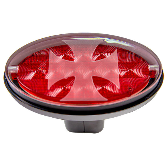 NNEMB Novelty Tow-bar / Trailer Hitch Cover-Red Oval Brakelight Iron Cross