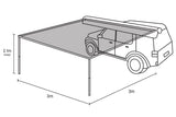 NNEDPE Wallaroo 3m x 3m Car Side Awning Roof Top Tent - Grey