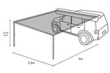 NNEDPE Wallaroo 3m x 2.5m Car Side Awning Roof Top Tent - Grey