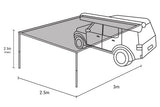 NNEDPE Wallaroo 3m x 2.5m Car Side Awning Roof Top Tent - Sand