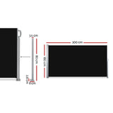 NNEDSZ Side Awning Outdoor Blinds Sun Shade Retractable Screen 1.8X3M BK