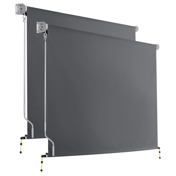 NNEDSZ of 2 Instahut Outdoor Blinds Roll Down Awning Straight Drop Patio 2.4X2.5M