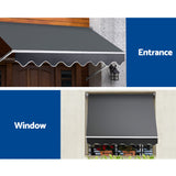NNEDSZ  1.8m x 2.1m Retractable Fixed Pivot Arm Awning - Grey