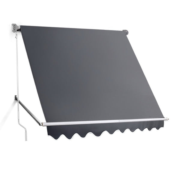NNEDSZ 2.4m x 2.1m Retractable Fixed Pivot Arm Awning - Grey