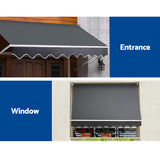 NNEDSZ 2.4m x 2.1m Retractable Fixed Pivot Arm Awning - Grey