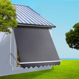 NNEDSZ 2.4m x 2.1m Retractable Fixed Pivot Arm Awning - Grey