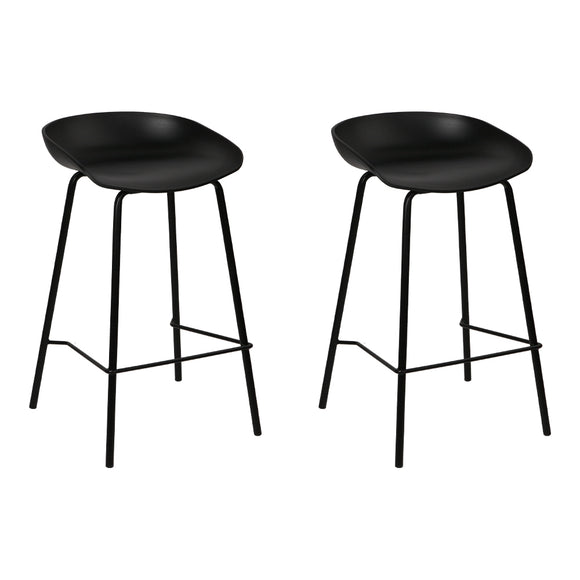 NNEDSZ Set of 2 Metal Bar Stools - Black