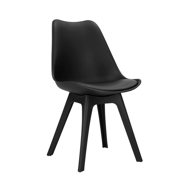 NNEDSZ Set of 4 Retro Padded Dining Chair - Black