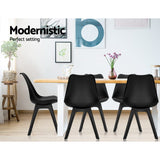 NNEDSZ Set of 4 Retro Padded Dining Chair - Black