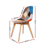 NNEDSZ Set of 2 Retro Beech Fabric Dining Chair - Multi Colour