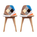 NNEDSZ Set of 2 Retro Beech Fabric Dining Chair - Multi Colour