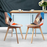 NNEDSZ Set of 2 Retro Beech Fabric Dining Chair - Multi Colour