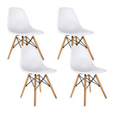 NNEDSZ  Set of 4 Retro Beech Wood Dining Chair - White