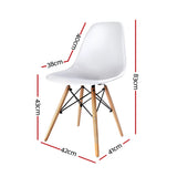 NNEDSZ  Set of 4 Retro Beech Wood Dining Chair - White