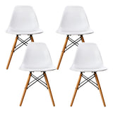 NNEDSZ  Set of 4 Retro Beech Wood Dining Chair - White