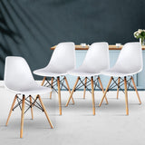 NNEDSZ  Set of 4 Retro Beech Wood Dining Chair - White