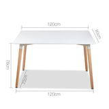 NNEDSZ Dining Table 6 Seater Replica DSW Eiffel Cafe Kitchen White 120cm