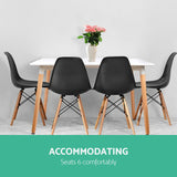 NNEDSZ Dining Table 6 Seater Replica DSW Eiffel Cafe Kitchen White 120cm