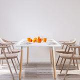 NNEDSZ Dining Table 6 Seater Replica DSW Eiffel Cafe Kitchen White 120cm