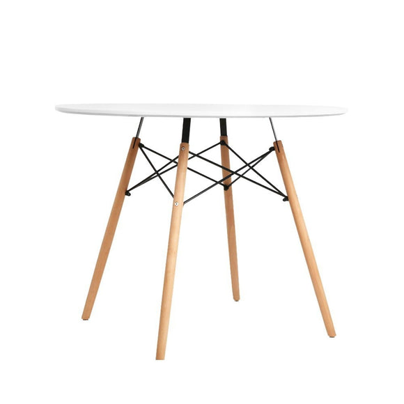 NNEDSZ Dining Table Round 4 Seater Replica Tables Cafe Timber White 90cm