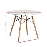 NNEDSZ Dining Table Round 4 Seater Replica Tables Cafe Timber White 90cm