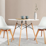 NNEDSZ Dining Table Round 4 Seater Replica Tables Cafe Timber White 90cm