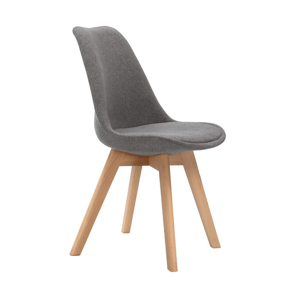 NNEDSZ Set of 2 Retro Beech Fabric Dining Chair - Light Grey