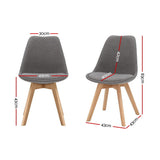 NNEDSZ Set of 2 Retro Beech Fabric Dining Chair - Light Grey