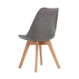 NNEDSZ Set of 2 Retro Beech Fabric Dining Chair - Light Grey