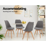 NNEDSZ Set of 2 Retro Beech Fabric Dining Chair - Light Grey