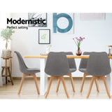 NNEDSZ Set of 2 Retro Beech Fabric Dining Chair - Light Grey