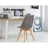NNEDSZ Set of 2 Retro Beech Fabric Dining Chair - Light Grey