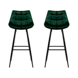 NNEDSZ Set of 2 Velvet Bar Stools - Green