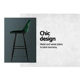 NNEDSZ Set of 2 Velvet Bar Stools - Green