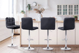NNEDSZ Set of 4 Bar Stools Gas lift Swivel - Steel and Black