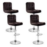 NNEDSZ Set of 4 Bar Stools Gas lift Swivel - Steel and Chocolate