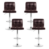 NNEDSZ Set of 4 Bar Stools Gas lift Swivel - Steel and Chocolate