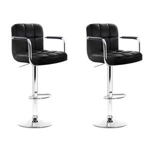 NNEDSZ Set of 2 Bar Stools Gas lift Swivel Armrests - Steel and Black